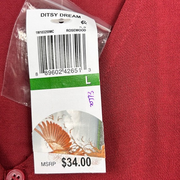 Freshman 1996 Top Womens Juniors Large Red Maroon Long Sleeve Tie Front Blouse - Picture 7 of 10